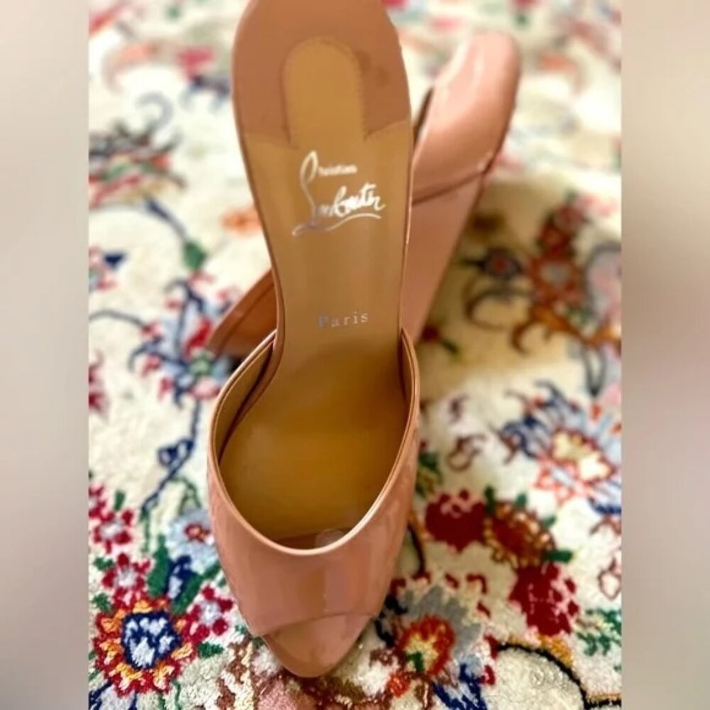 Christian Louboutin Patent Leather Wedge Heels | Size 42 | Neutral | 4 inch heel